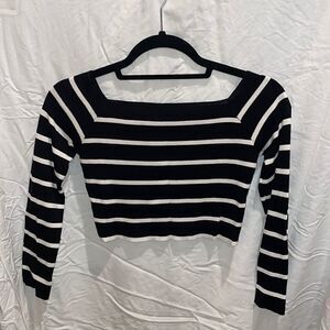One size black and white stripe off shoulder top